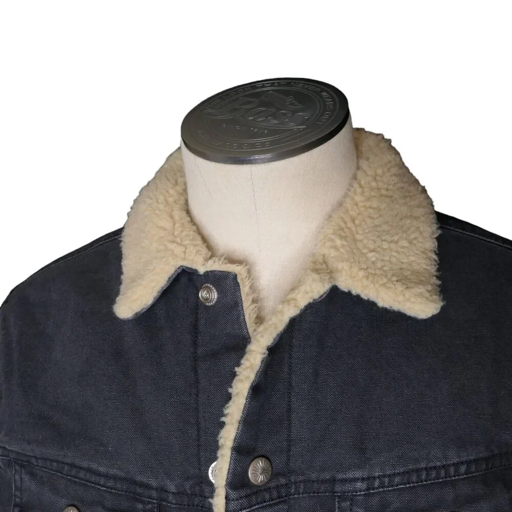 NWOT Faherty Timberline Trucker Jacket Medium - Sherpa Collar- Washed Black $298
